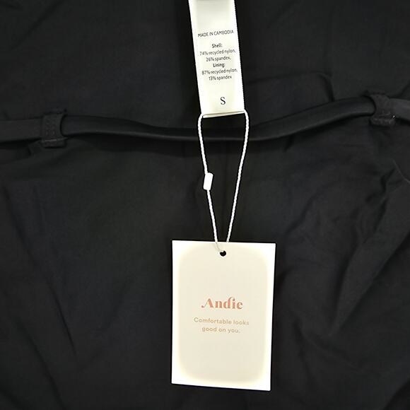 Andie Swim Womans size S The Riviera One Piece Swimsuit Black with Belt NEW - Picture 7 of 8